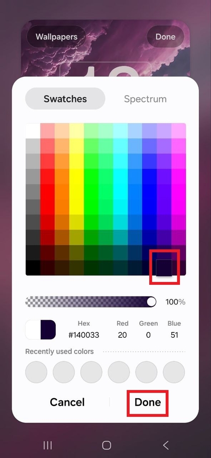 Seleccionando el negro como el color de la fuente