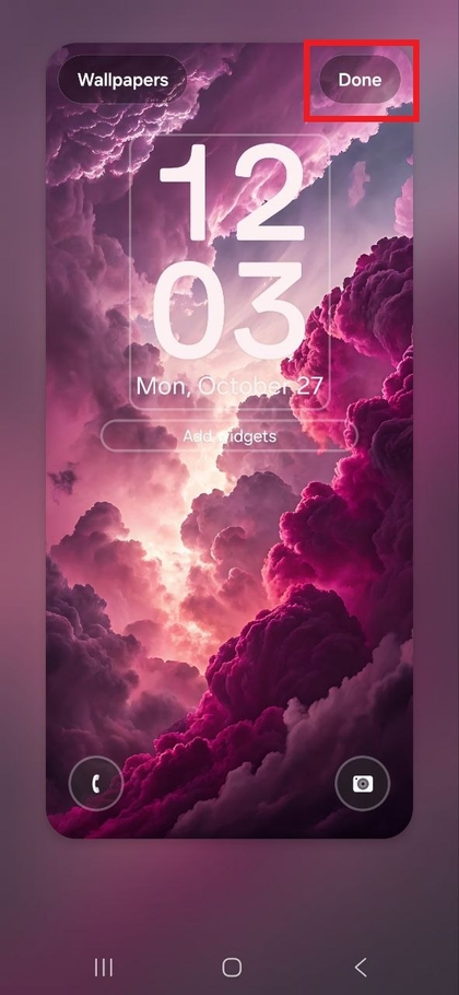 Tocando el bot&oacute;n Hecho para guardar los cambios