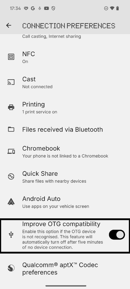 Activation de la compatibilit&eacute; OTG sur le Nothing Phone 3