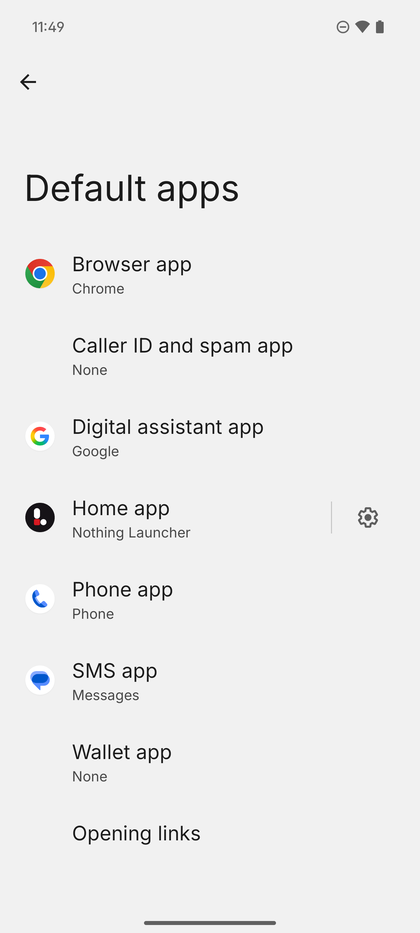 Der Apps-Men&uuml;bildschirm mit der hervorgehobenen Option 'Standard-Apps'.