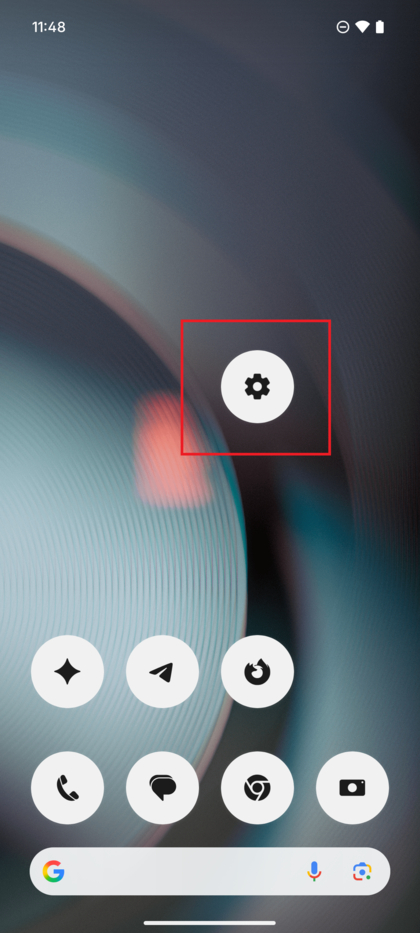 Das Einstellungen-App-Symbol auf dem Startbildschirm hervorgehoben.