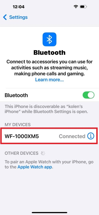 Bluetooth-Einstellungen auf dem Ger&auml;t