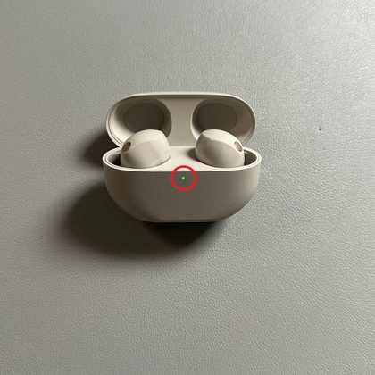 Wieder ge&ouml;ffnetes Ladeetui mit Anzeigeleuchte