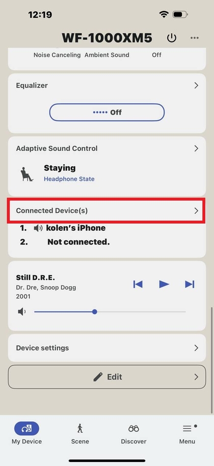 Men&uuml;, das zeigt, wo auf 'Connected devices' (Verbundene Ger&auml;te) getippt werden muss