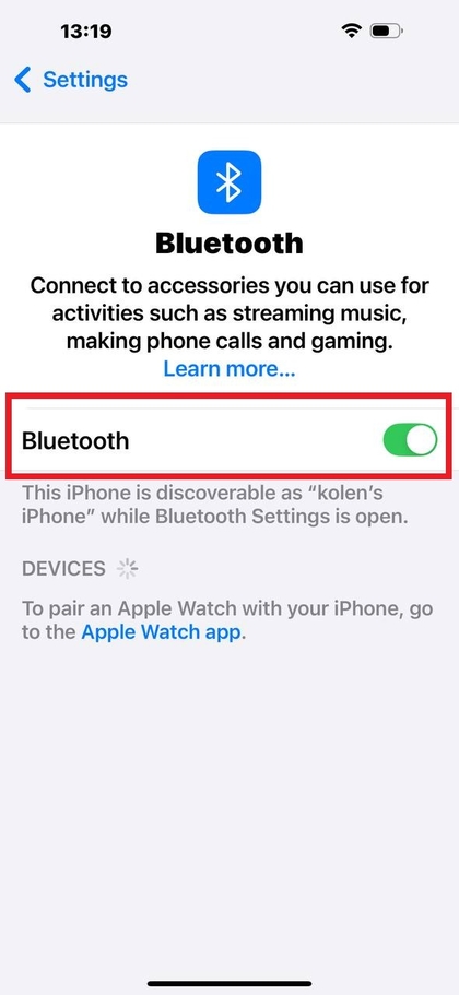 iPhone Bluetooth-Einstellungen