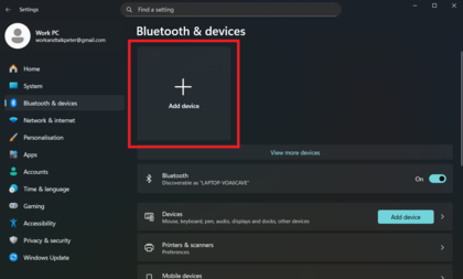 Option 'Bluetooth- oder anderes Ger&auml;t hinzuf&uuml;gen'
