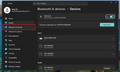 Ger&auml;temen&uuml; in den Windows-Einstellungen