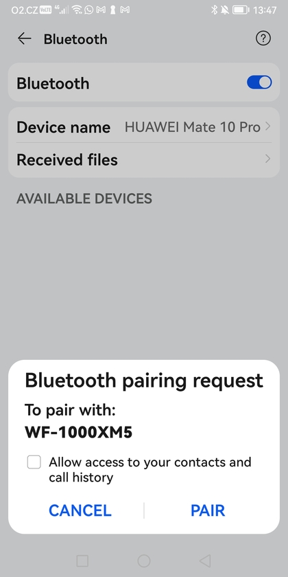 Sony Ohrh&ouml;rer in der Bluetooth-Liste ausw&auml;hlen