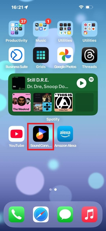 Benutzeroberfl&auml;che der Sony Sound Connect App
