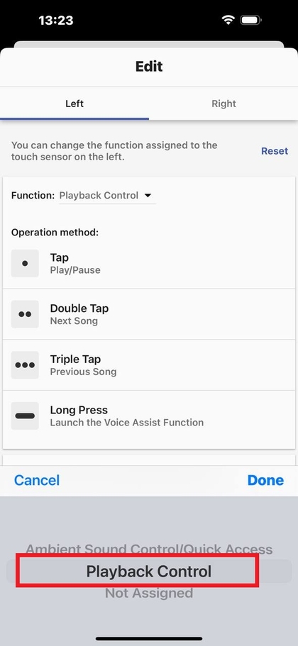Tipp-Steuerung in der App konfigurieren