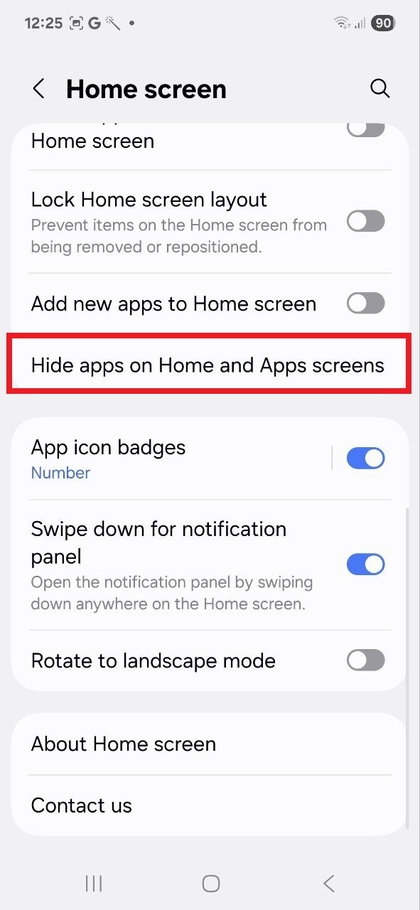 Rejtett alkalmaz&aacute;sok be&aacute;ll&iacute;t&aacute;sai a Samsung Galaxy A56 k&eacute;sz&uuml;l&eacute;ken