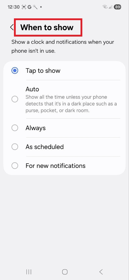 Customising how Always-On Display is activated