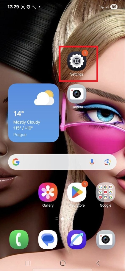 Opening Settings app on Samsung Galaxy A56