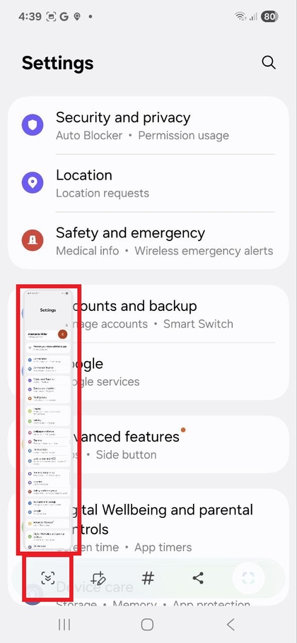 G&ouml;rd&uuml;lő k&eacute;pernyők&eacute;p k&eacute;sz&iacute;t&eacute;se a Samsung Galaxy A56-on