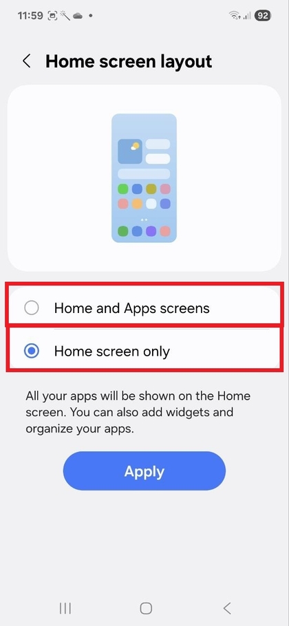 Chaguo la Skrini ya Nyumbani na Programu