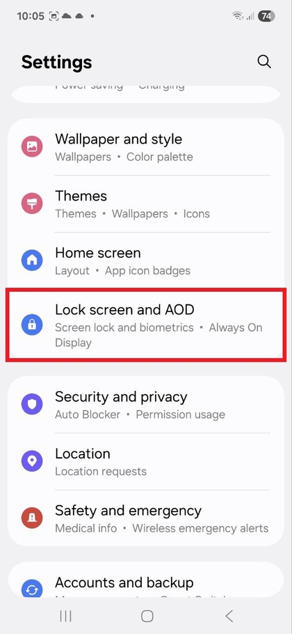 A Be&aacute;ll&iacute;t&aacute;sok alkalmaz&aacute;s megnyit&aacute;sa a Samsung Galaxy A56-on