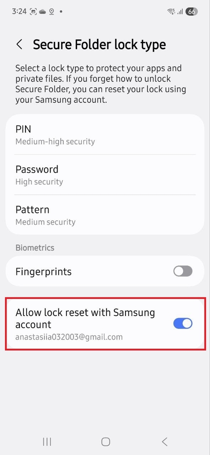 Tela de op&ccedil;&atilde;o de Redefini&ccedil;&atilde;o de Bloqueio
