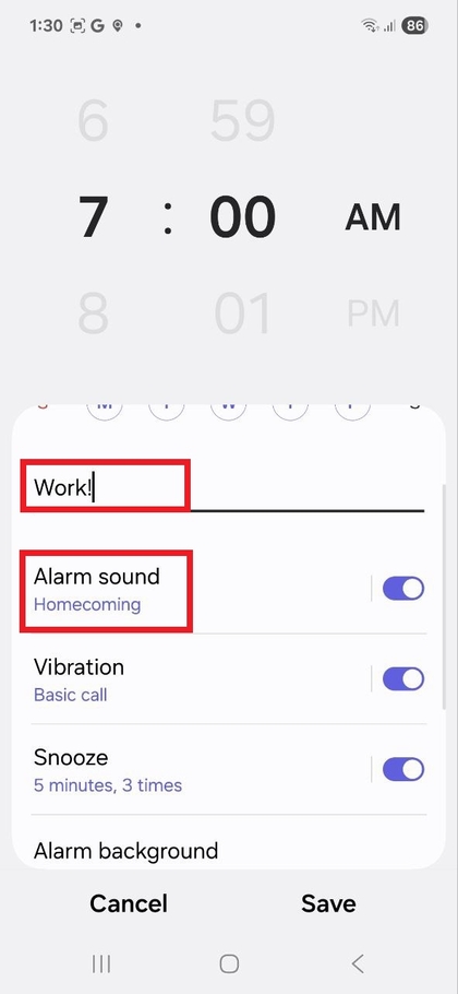 Оятқыш атауын енгізіп, дыбысты таңдаңыз