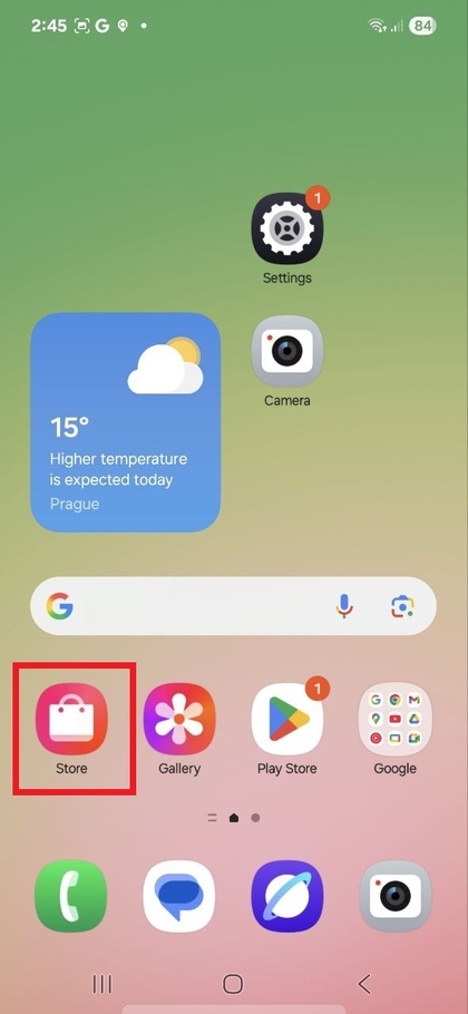 Odpiranje Galaxy Store na Samsung Galaxy A56