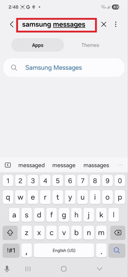 Iskanje Samsung Messages v Galaxy Store