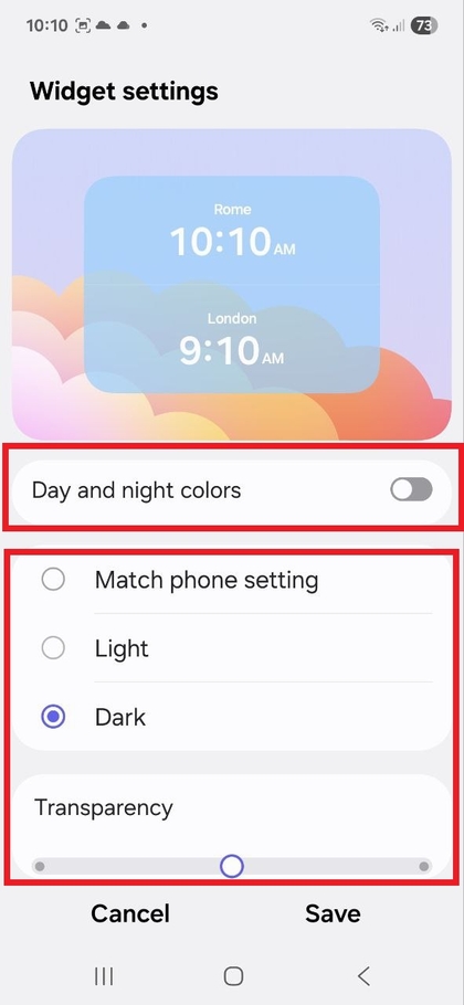 Samsung Galaxy A56 telefonida виджет fon ranglarini sozlash