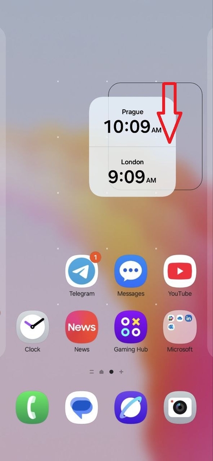 Samsung Galaxy A56 telefonida виджетни joylashtirish uchun sudrab boring