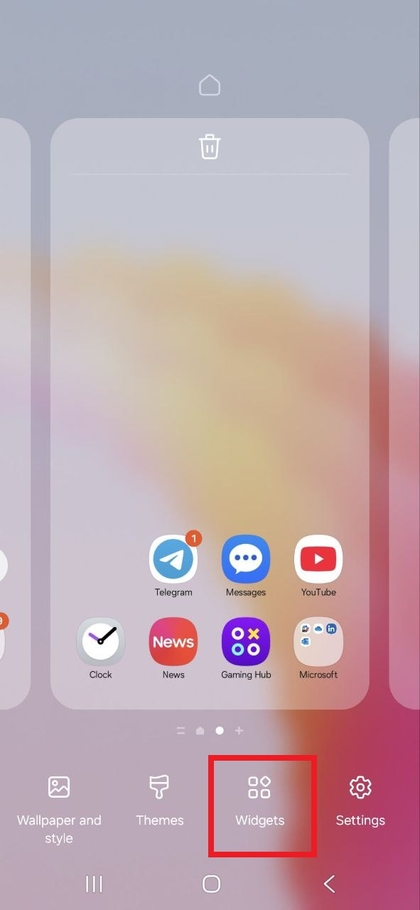 Samsung Galaxy A56 telefonida виджет menyusini ochish