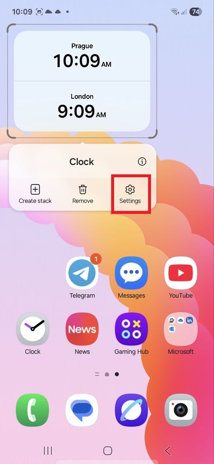 Samsung Galaxy A56 telefonida виджет sozlamalarini ochish