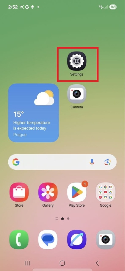 Koppints a Be&aacute;ll&iacute;t&aacute;sok alkalmaz&aacute;sra a Samsung Galaxy A56-on