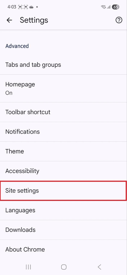 Aceder &agrave;s Defini&ccedil;&otilde;es do Site no Chrome