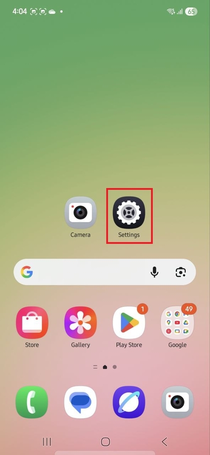 Abrir Defini&ccedil;&otilde;es no Samsung Galaxy A56