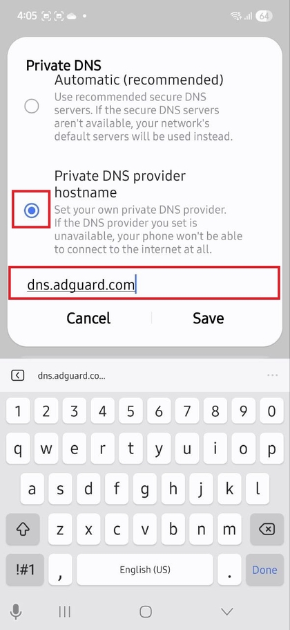 Definir DNS Privado no Samsung Galaxy A56