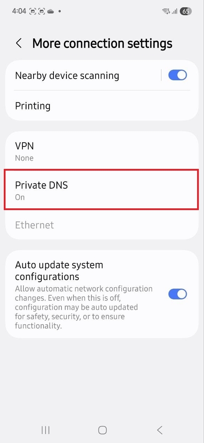 Definir DNS Privado no Samsung Galaxy A56