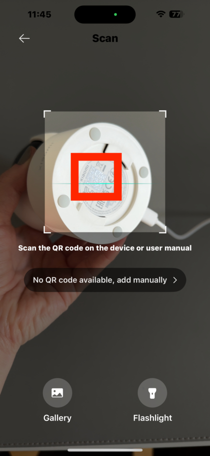 QR-Code scannen, um Kamera zu verbinden