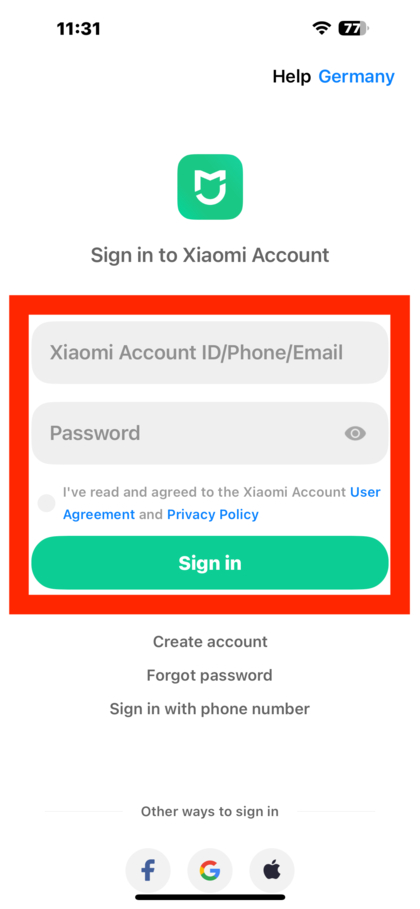 Ein Mi-Konto einrichten