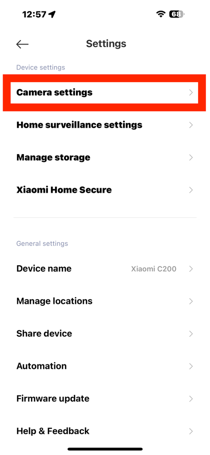 Selecionando as configura&ccedil;&otilde;es da c&acirc;mera
