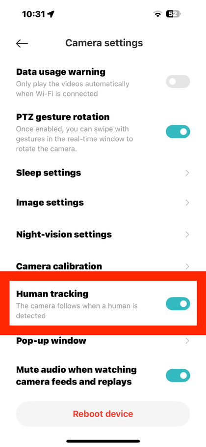 Configura&ccedil;&atilde;o de Rastreamento Humano no aplicativo Xiaomi Home