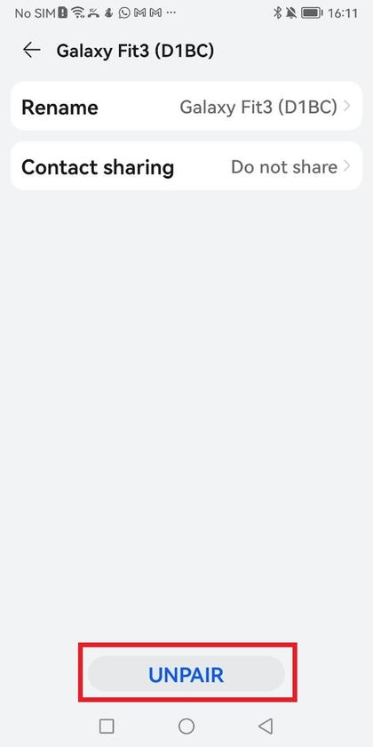 Olvidar dispositivo en la configuraci&oacute;n de Bluetooth