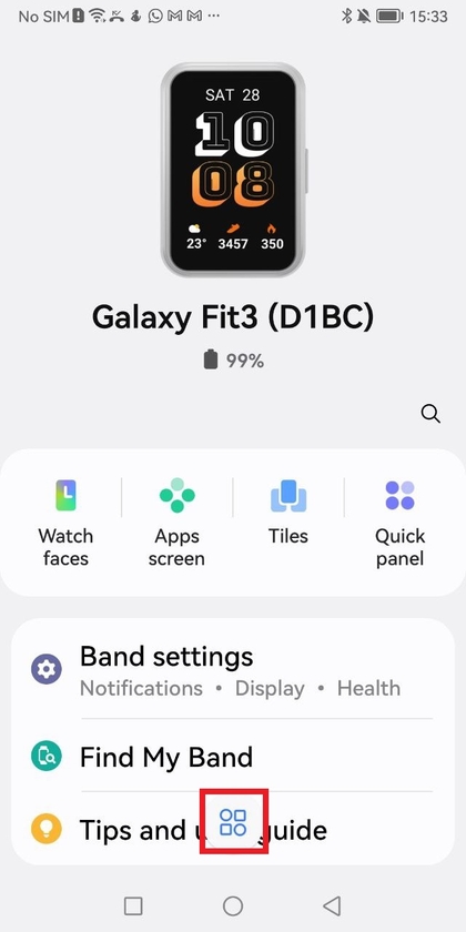 Icono de men&uacute; de la aplicaci&oacute;n Galaxy Wearable