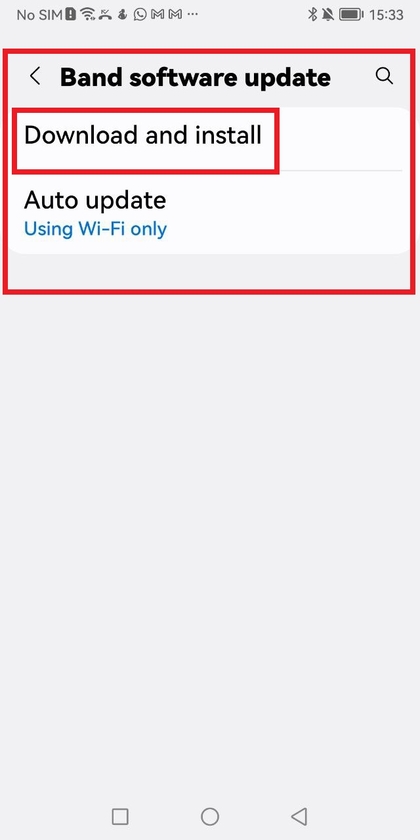 Download and install updates option for Galaxy Fit 3