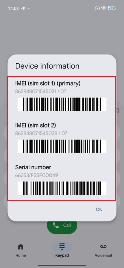 Verifica&ccedil;&atilde;o de IMEI na tela do POCO F7