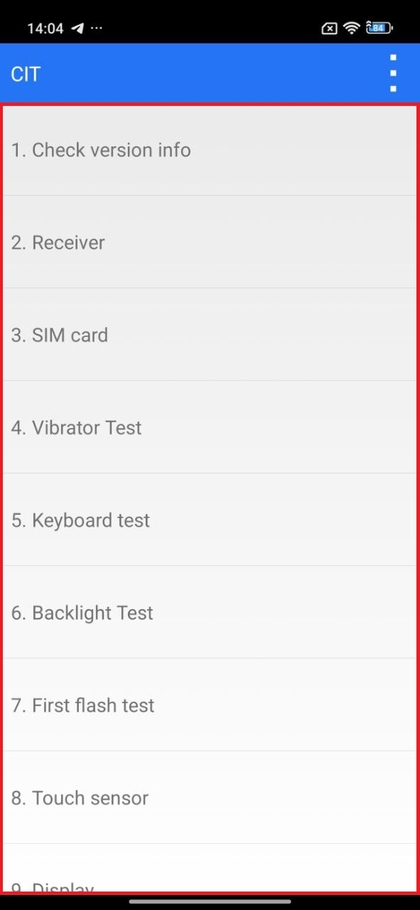 Tela do Modo de Teste Especial no POCO F7