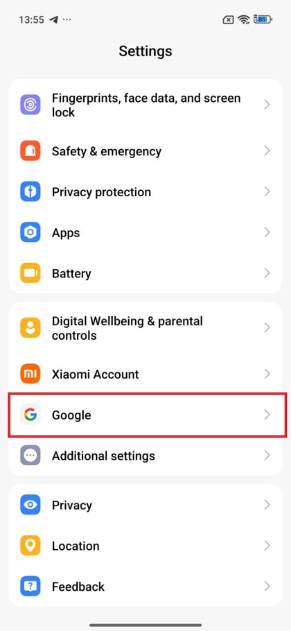Google nustatymai POCO F7