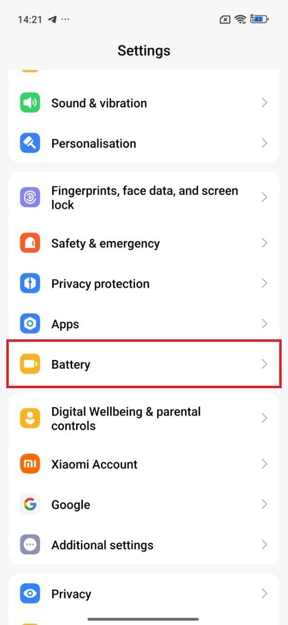 Acessando as configura&ccedil;&otilde;es de bateria no POCO F7
