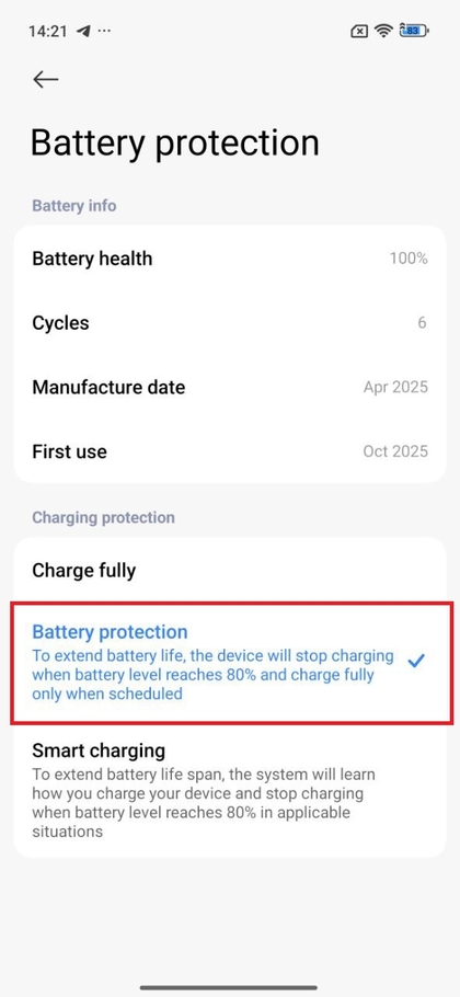 Ativando a prote&ccedil;&atilde;o da bateria