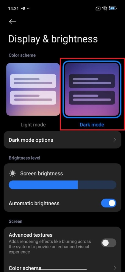 Ativando o modo escuro no POCO F7