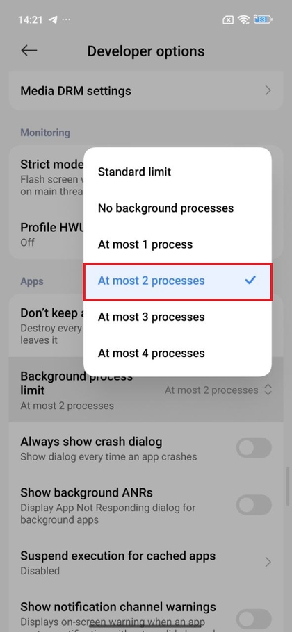 Selecionando dois processos em segundo plano