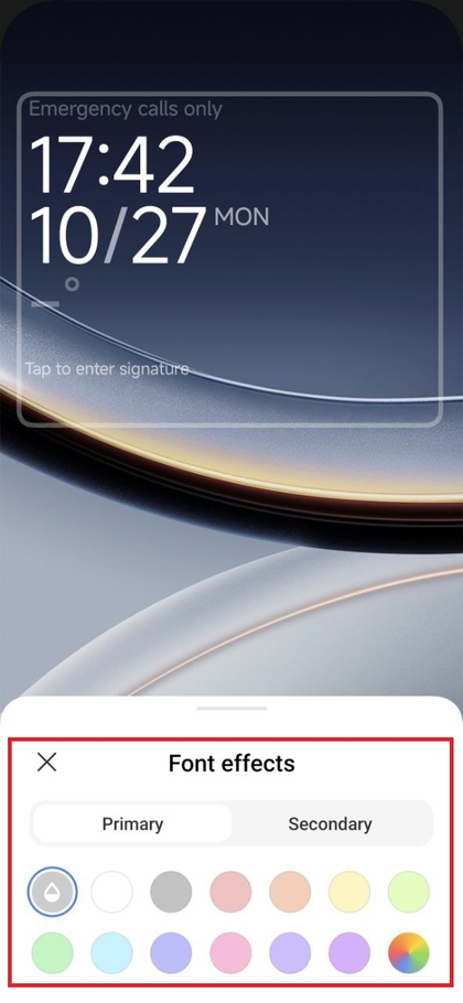 Indstillinger for skrifttypeeffekter til POCO F7 l&aring;sesk&aelig;rm