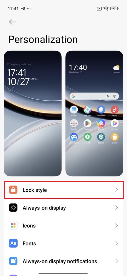 Sk&aelig;rmbilledet for valg af l&aring;sestil p&aring; POCO F7