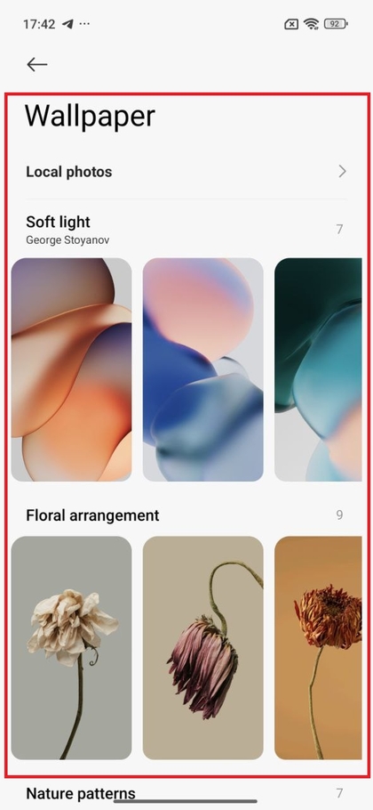 Indstillinger for tilpasning af baggrund p&aring; POCO F7